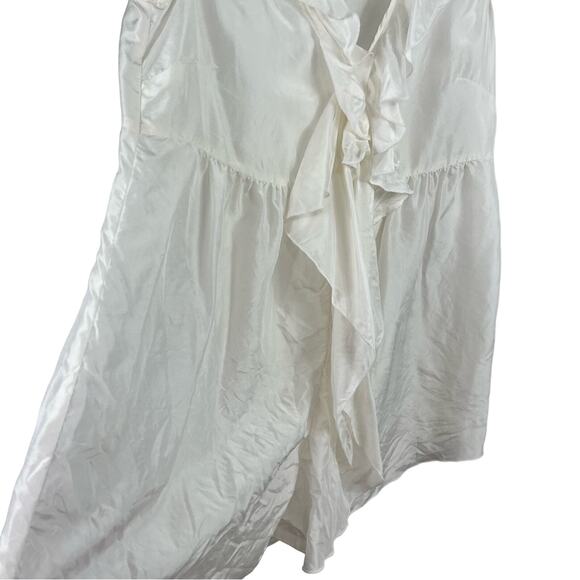 Cabi White 100% Silk Ruffle V Neck Placket Button Up Blouse Summer Feminine - Picture 4 of 11